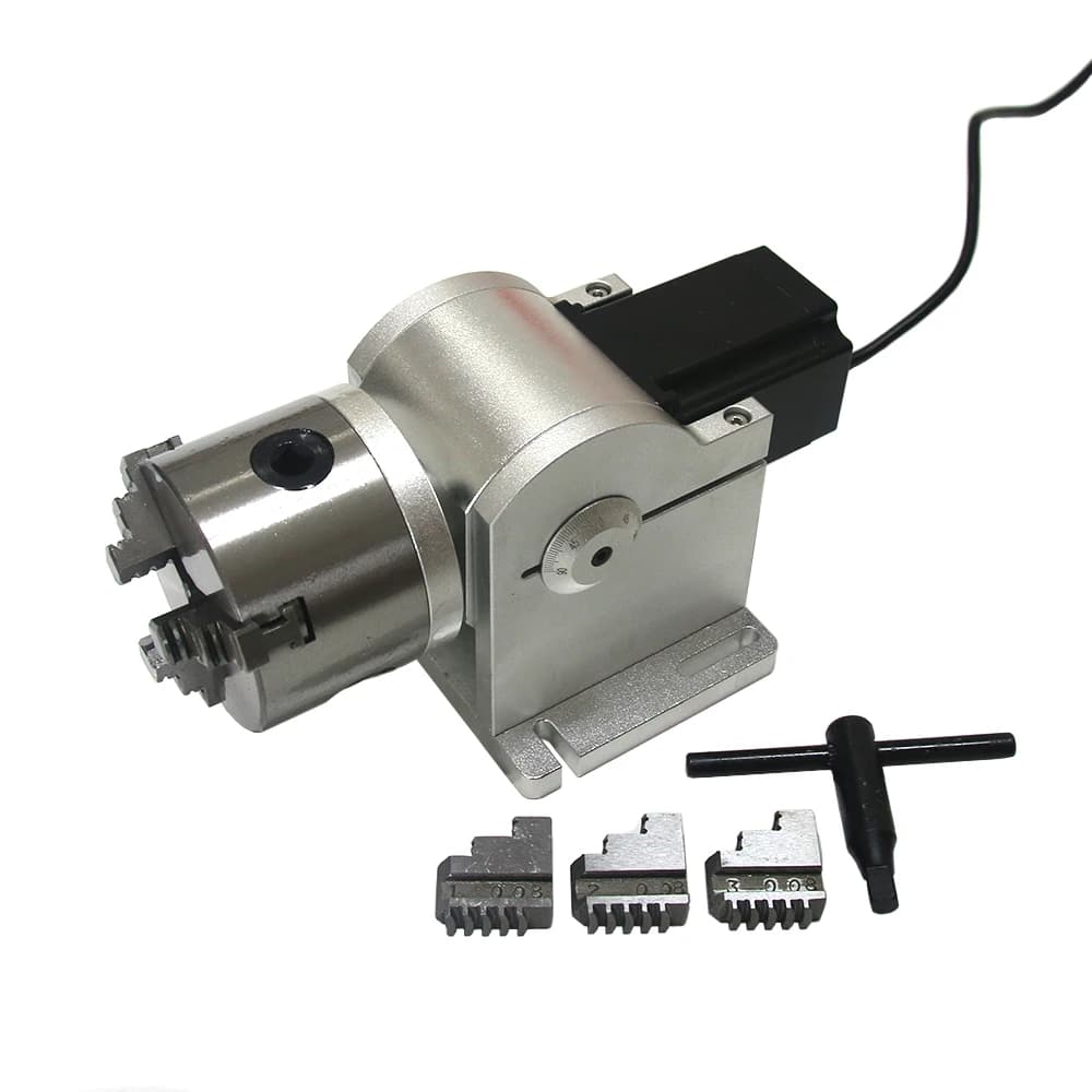3 Artigli Asse Rotante 80mm Mandrino 3 Ganasce 4° Asse DM542 Drive Per 20W 30W 50W Fibra Laser Targhetta Marcatura Metallica Macchina Per Incidere
