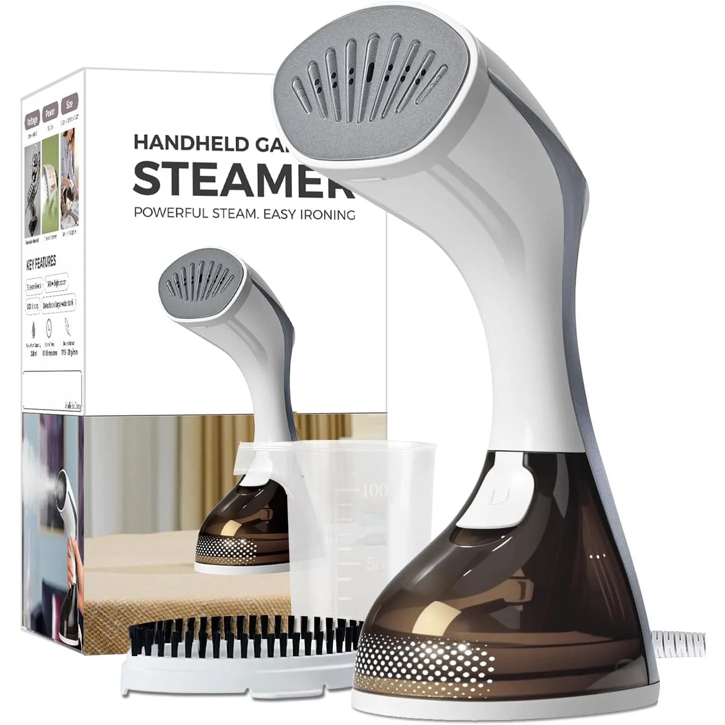 Stiratore a Vapore con Riscaldamento in 20 Secondi, 1500W e 3 Impostazioni di Vapore, Piastra in Ceramica per Tutti i Tessuti - Portatile e Pronto per i Viaggi