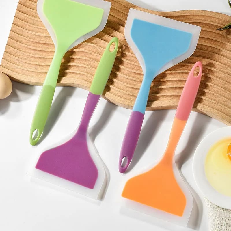 1pc Multi-Purpose Non-Stick Pan Utensils - Silicone Egg Spatula, Wide Pancake Turner, and Egg Flipper for Cooking and Baking