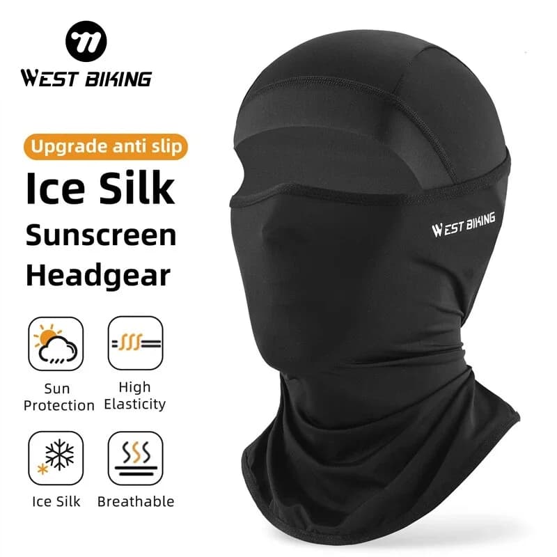 WEST BIKING Ice Silk Cycling Mask Summer Cool UV 50 Bike Headgear Breathable Full Face Mask Motor E-Bike Helmet Liner Headwear