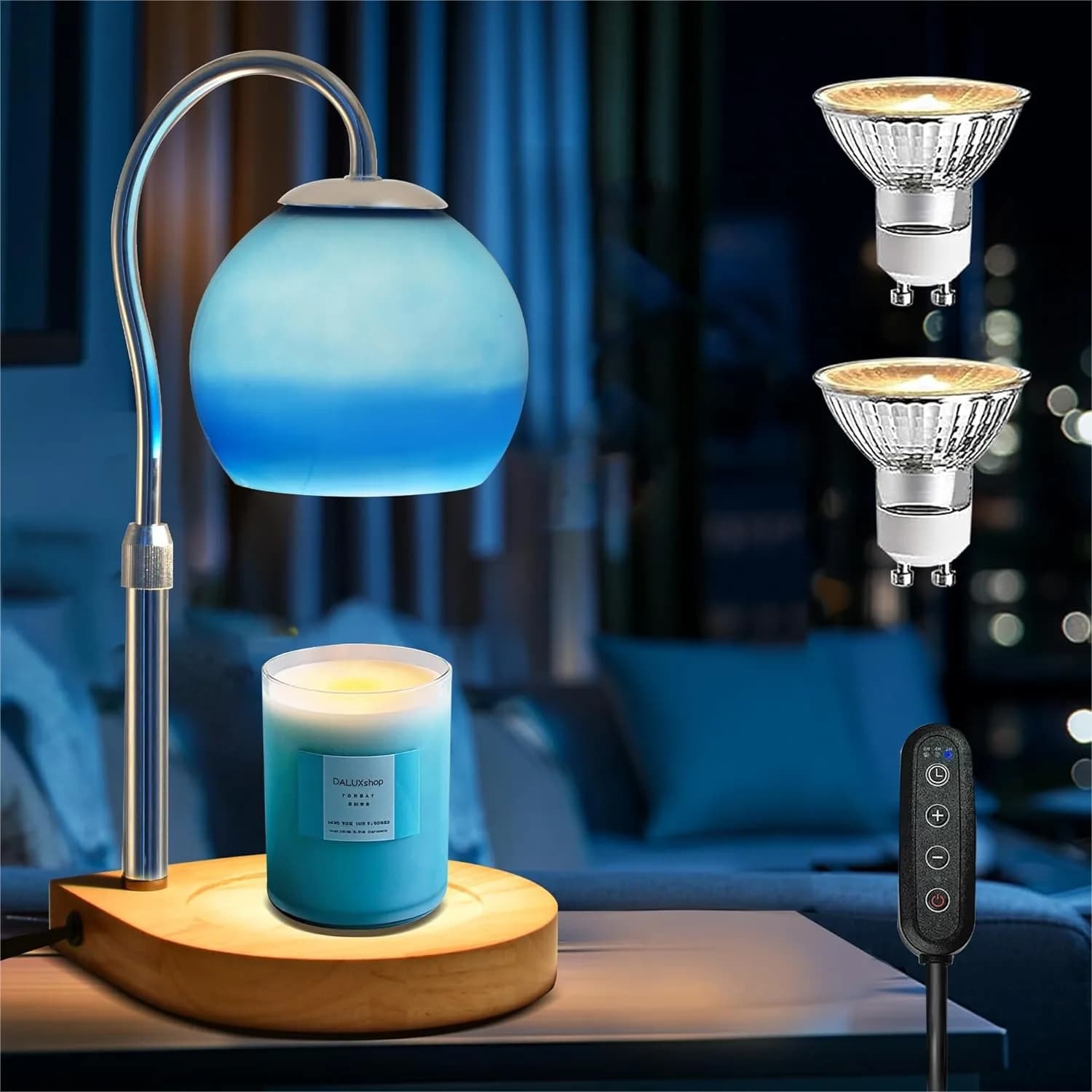 Lampada Scaldacandele con Timer 2H/4H/8H, Altezza Regolabile, Dimmerabile, con 2 Lampadine per Candele in Barattolo, Decorazione per la Casa