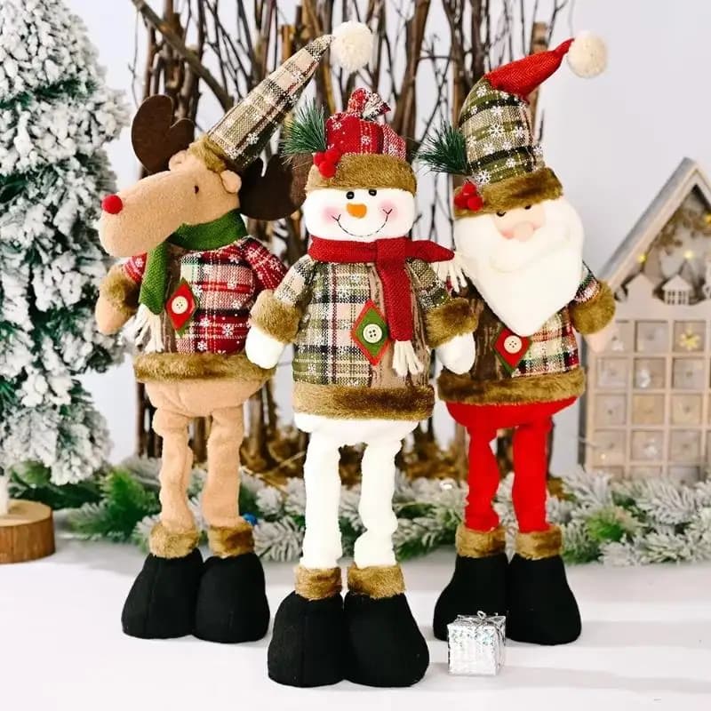 Regalo e decorazione di Natale: figure telescopiche di Babbo Natale e pupazzo di neve (ornamento per esposizione di finestre)