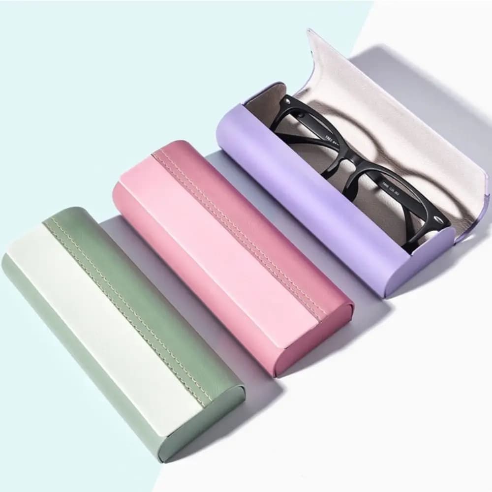 Nuova custodia per occhiali in pelle PU Custodia rigida per occhiali da sole anti-pressione Protezione per occhiali Scatola di immagazzinaggio per miopia da donna