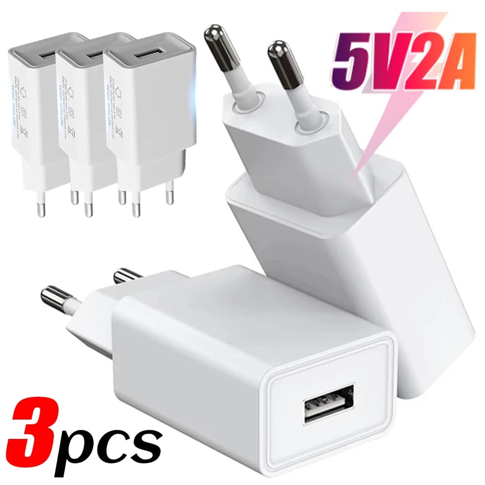 Caricatore USB 5V 2A Adattatore di alimentazione Caricatore universale da viaggio per telefono cellulare per iPhone Samsung Xiaomi Redmi Spina di ricarica a muro UE/USA