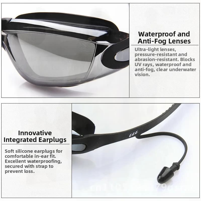 Swimming goggles for myopia electrolytic Amazon plates, big frame, anti-fog, waterproof, siamese/besciche design for adult swimmers