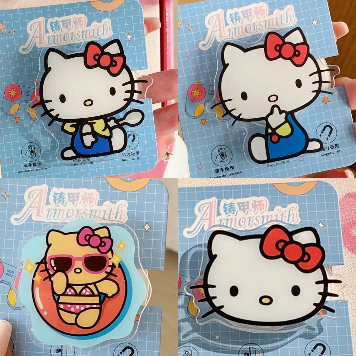 Supporto Magnetico per Telefono Magsafe, Grip Tok Pieghevole Sanrio Hello Kitty per iPhone Samsung, Supporto per Ricarica Wireless