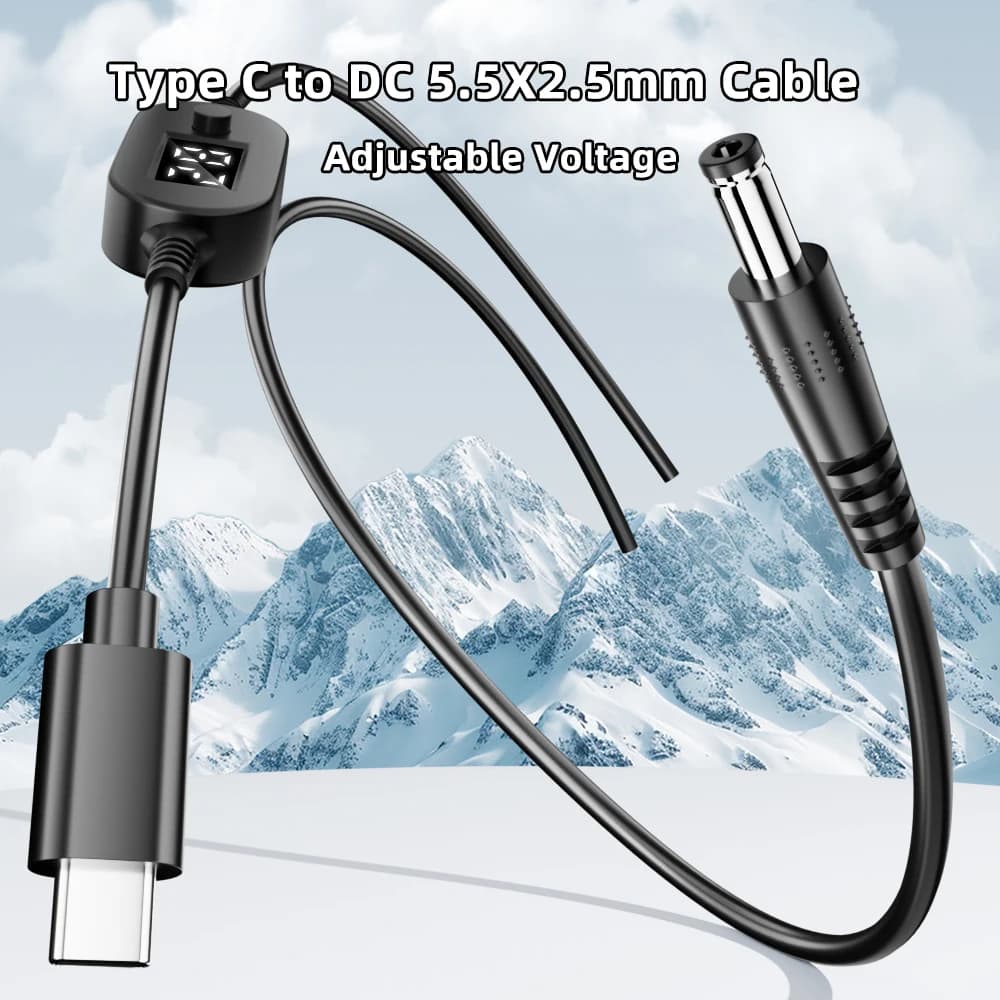 65W 90W 1 40W Type C USB-C PD to DC 5.5X2.5mm Power Cable 5V 9V 12V 15V 20V 28V Adjustable Voltage Adapter Connector