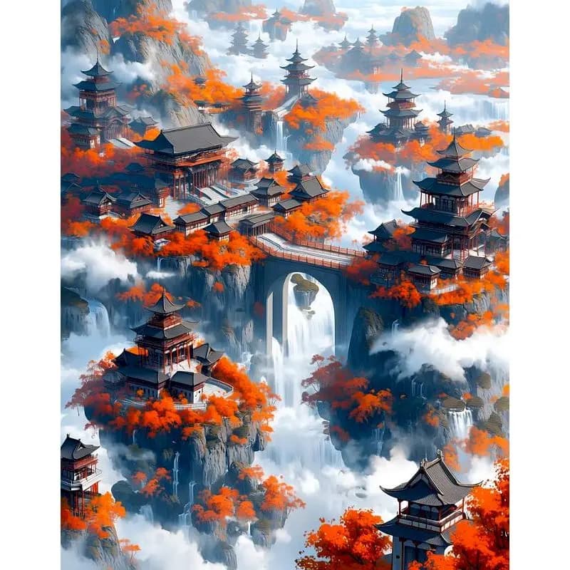 CHENISTORY Chinese Mountain Paint by numbers Acrylic paints Picture Drawing Landscape Numbers Painting Adults crafts Home decor