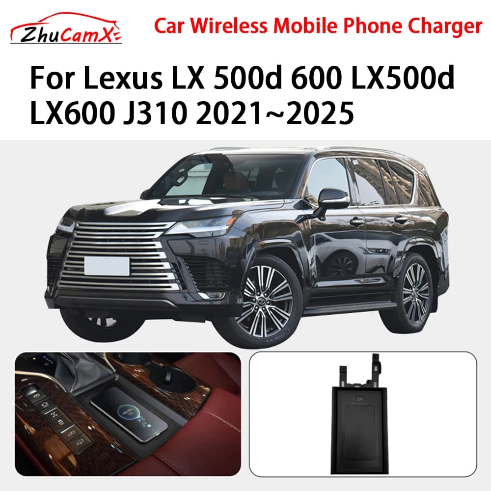 Caricabatterie wireless per telefono cellulare Console centrale di archiviazione QI 18W iPhone ricarica rapida per Lexus LX 500d 600 LX500d LX600 J310 2021-2025