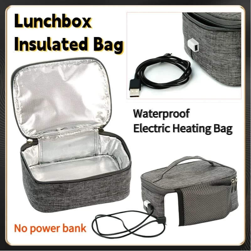 Borsa per il pranzo isolata con riscaldamento elettrico USB Mini Lunch Box 12V borsa termica riscaldata contenitore per scaldavivande accessori da campeggio
