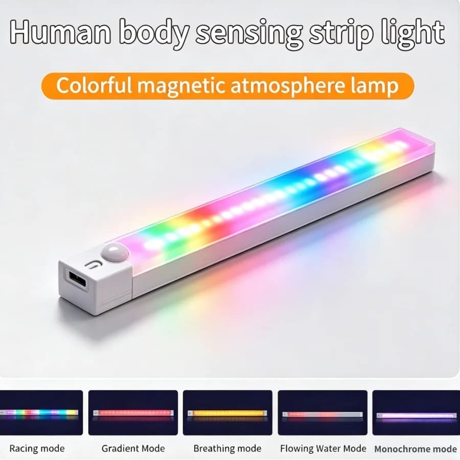 Rechargeable RGB LED Desk Light Motion Sensor Magnetic Light Bar 5Modes Night Lamp For Bedroom Living Room Cabinet Gaming Decor