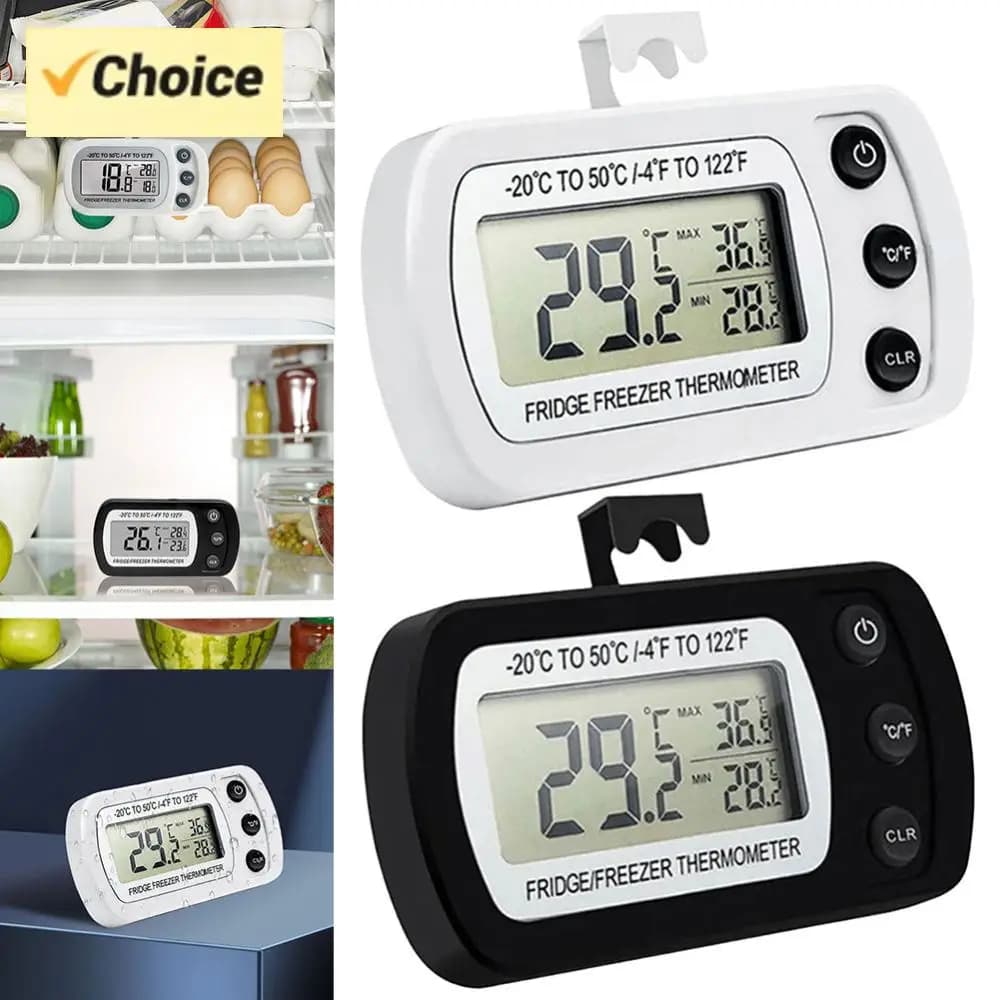 Termometro digitale per frigorifero Registrazione massima/min Indicatore di temperatura impermeabile Ampio display LCD con retro magnetico e gancio per cucina, ristorante domestico