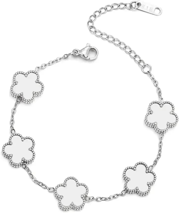 Bracciale a quadrifoglio placcato oro 18 carati per donna, bracciale portafortuna regolabile, set di gioielli, idea regalo