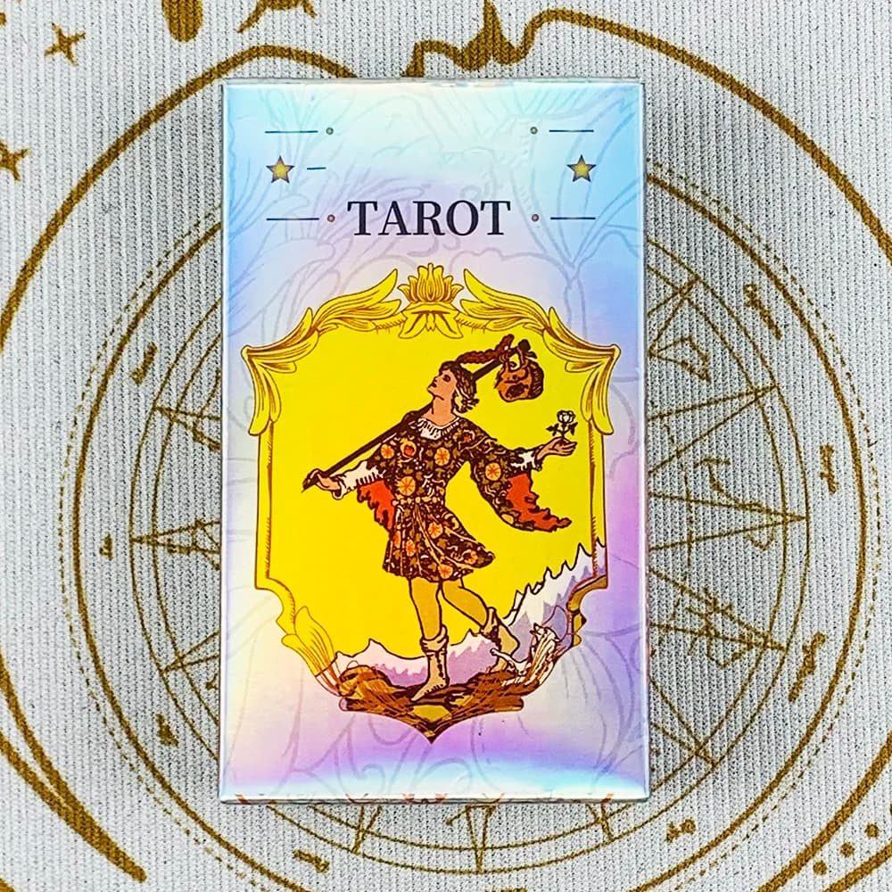 Holographic Tarot Cards 78Pcs English Version Classic Tarot Deck Fortune Divination Board Game Spiritual Cards for Beginners