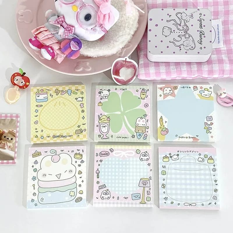 MINKYS 50 Lenzuola Kawaii Quadrifoglio Memo Pad Carta Lista delle cose da fare Diario Nota Paperlaria Materiale fai da te Cancelleria