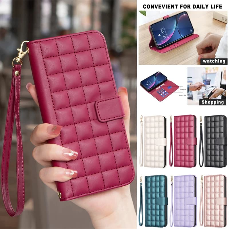 Fonda Redmi 10 2022 10C 10A 9C 10X Custodia in pelle a quadretti di lusso per Xiaomi Poco X3 NFC X5 Pro C55 Portafoglio Flip Cover Custodia per telefono