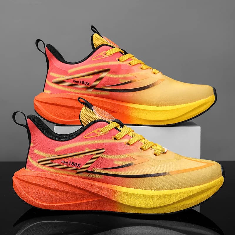 Men's Summer Breathable Mesh Running Shoes with Carbon Plate, Ultra-Light Soft Sole Athletic Sneakers for Gym Workout, Casual &