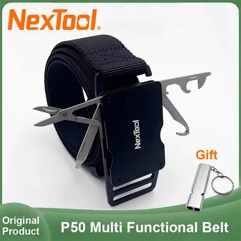 NexTool Aggiornato P50 Strumento per cintura multifunzionale Uomo Fibbia in vita Multiutensile Cacciaviti Forbici File SIM Card Pin Remover
