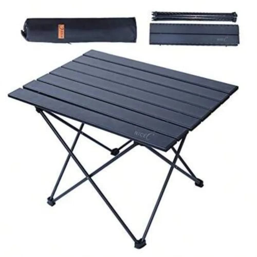 Ultralight Roll Up Aluminum Camping Table Folding Collapsible Portable Outdoor Picnic Beach Table with Carry Bag Compact Travel Cooking Desk for Hiking Backpacking BBQ
