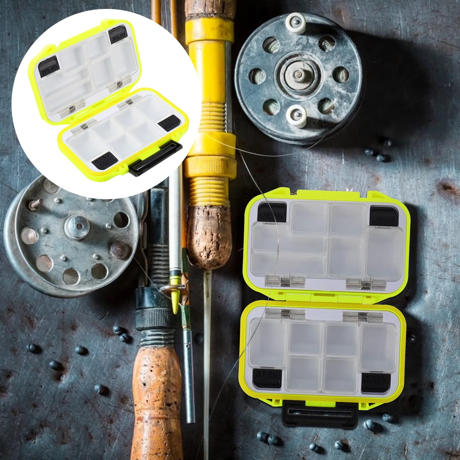 Scatola Premium per Attrezzatura da Pesca con Coperchio Trasparente, Divisori Interni, Design Spazioso e Impermeabile per Esche, Ami, Girelle e Terminali