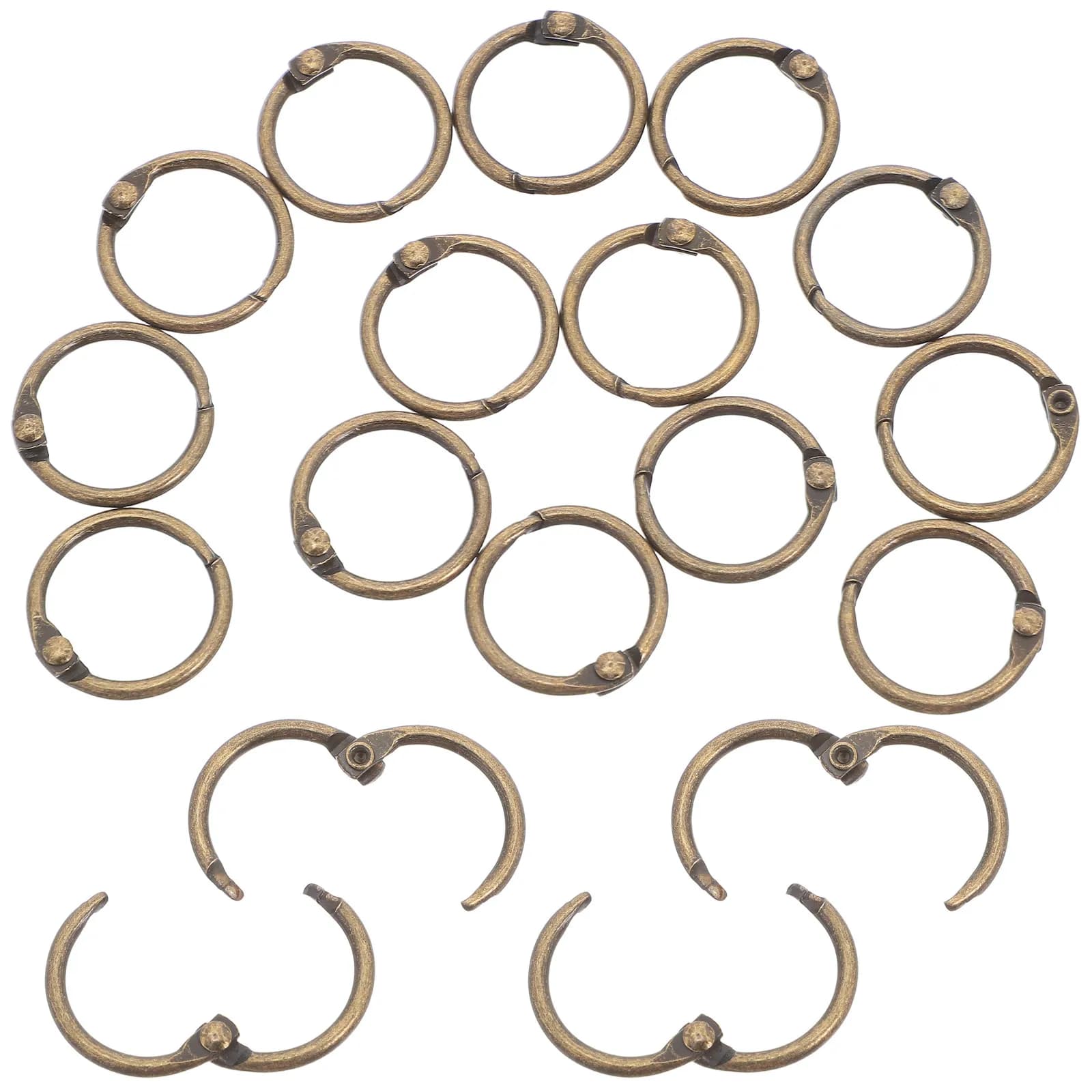 50 Pezzi Anelli Metallici per Rilegatura, Cerchi per Libri a Fogli Mobili, Anelli a Scatto in Bronzo per Quaderni, Agende e Diari