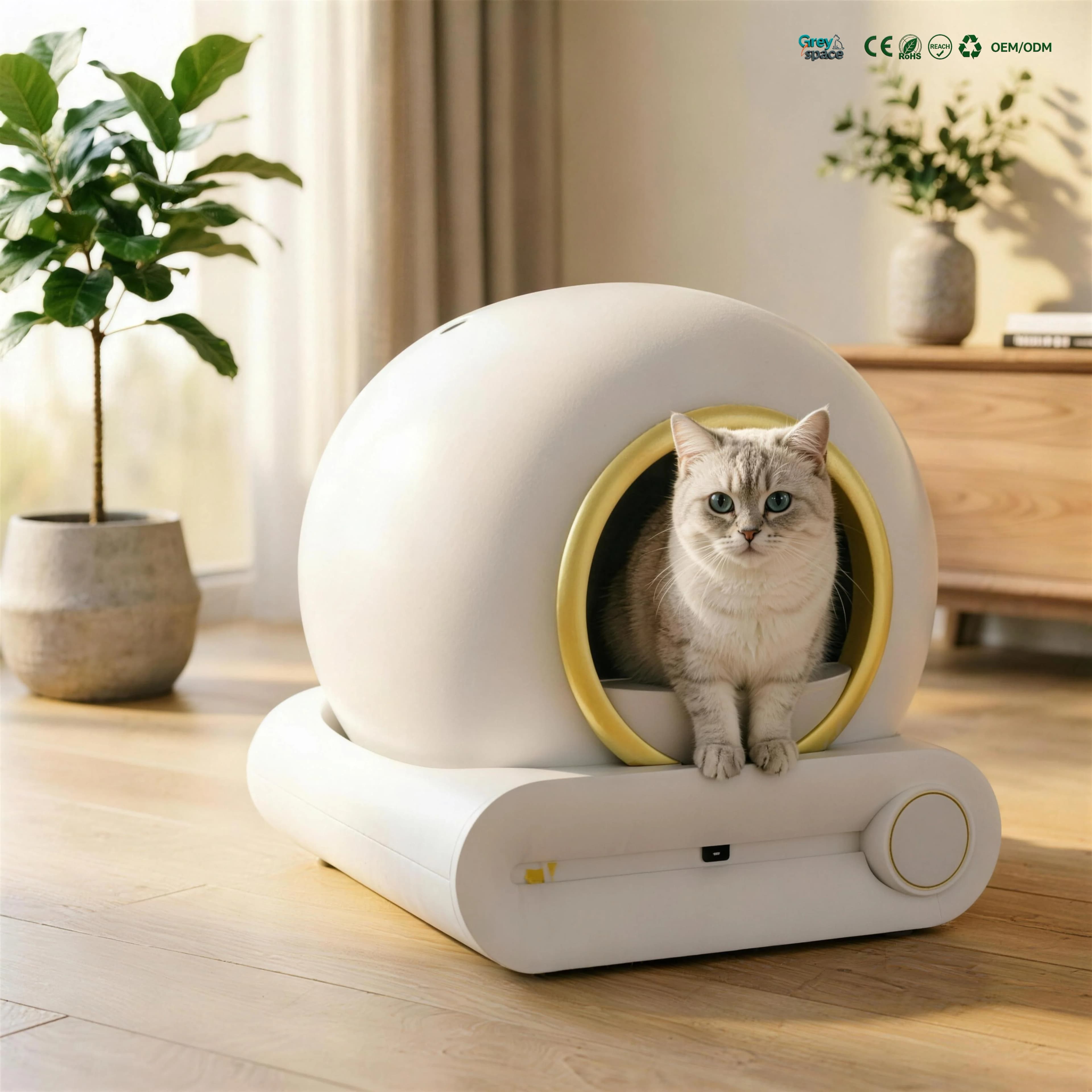 Smart Auto-Cleaning Intelligent Fully Enclosed Electric Cat Litter Box APP Control Quiet Operation 65L Capacity