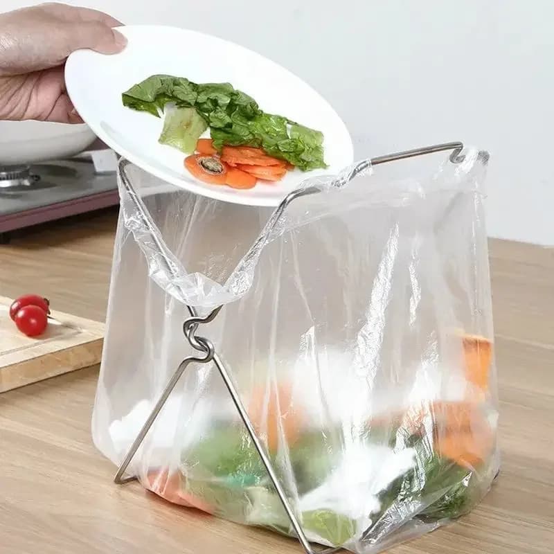 Portarotolo in acciaio inossidabile Pieghevole da cucina Desktop da ufficio Portarotolo Sacco della spazzatura Appendiabiti Cucina Bidone della spazzatura Bidone della spazzatura