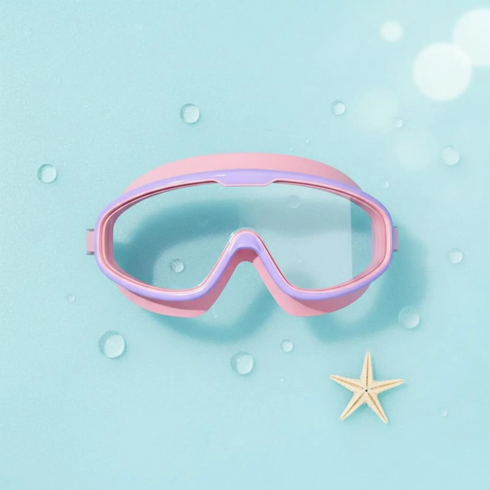 Occhialini da Nuoto per Bambini con Tappi per le Orecchie, Cinturino Regolabile, Montatura Grande, Protezione per Bambini