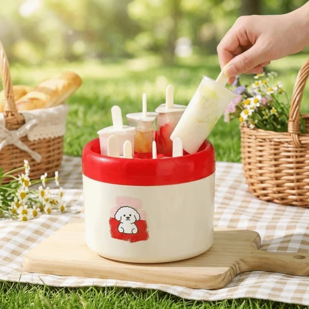 Stampi per gelato a 8 scomparti con coperchio, motivo cartone animato, antiaderenti, per ghiaccioli fai da te, contenitori per ghiaccio, estivi