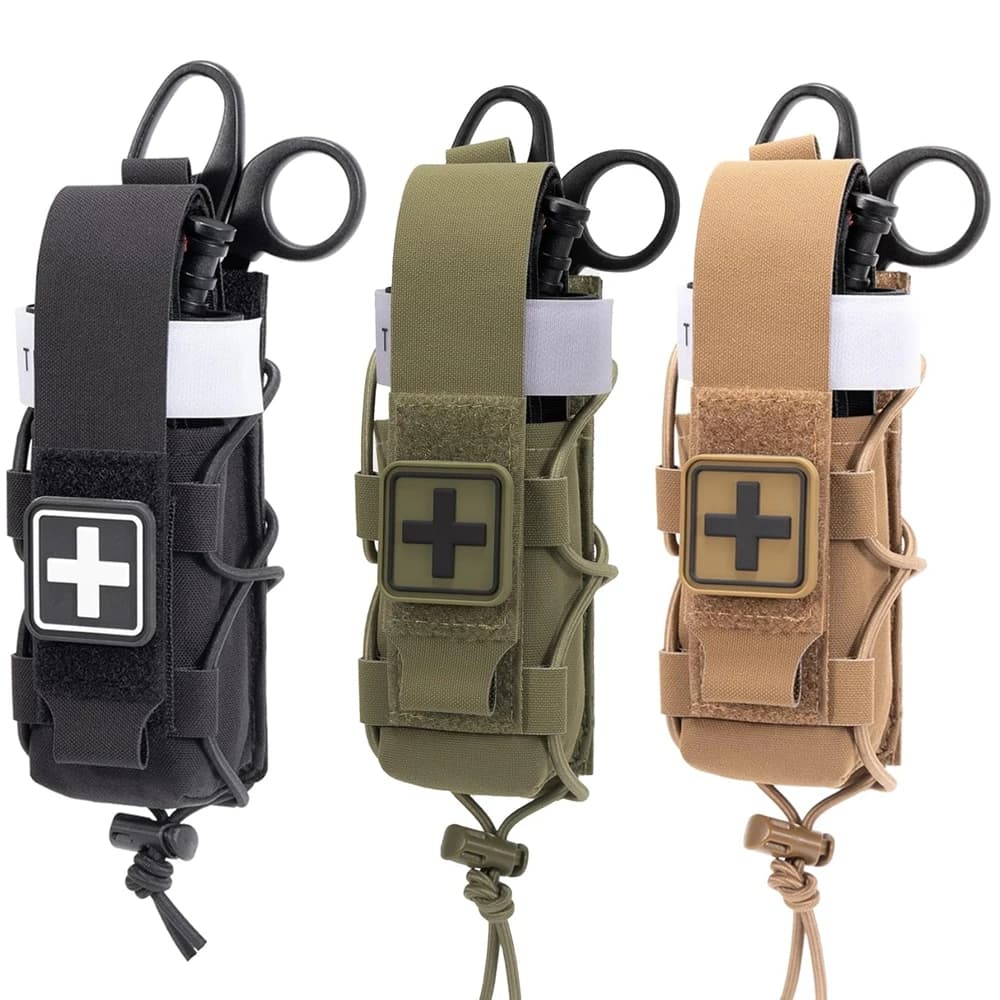 Porta Tourniquet MOLLE, Porta IFAK, Custodia Medica Tattica, Kit di Pronto Soccorso con Patch a Croce/Corda Elastica e Tourniquet
