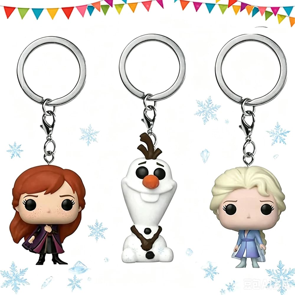 New Model Anime Keychain Anna Olaf Elsa Cute Queen Princess Vinyl Action Figures Collection Model Key Chain Toys Gifts