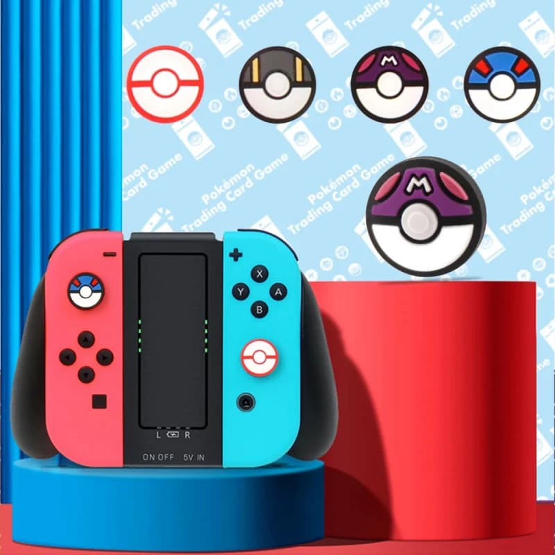 Anime Pokemon Poke Ball Joystick Caps for Nintendo Switch NS Lite Oled Silicone Joy-Con Controller Thumb Grip Protector Cover
