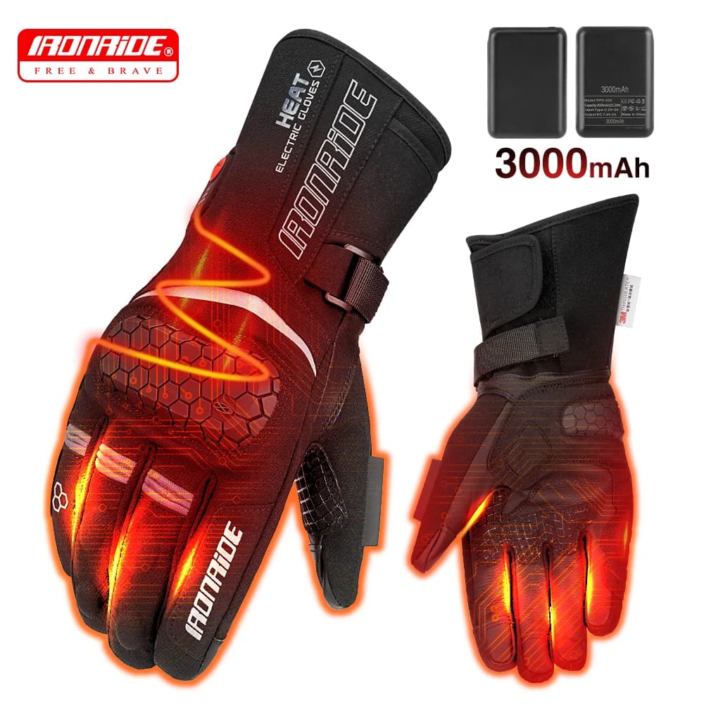 Nuovi guanti riscaldati da moto Touch screen invernale impermeabile Guanti da moto riscaldati vintage Guanti autoriscaldanti ricaricabili