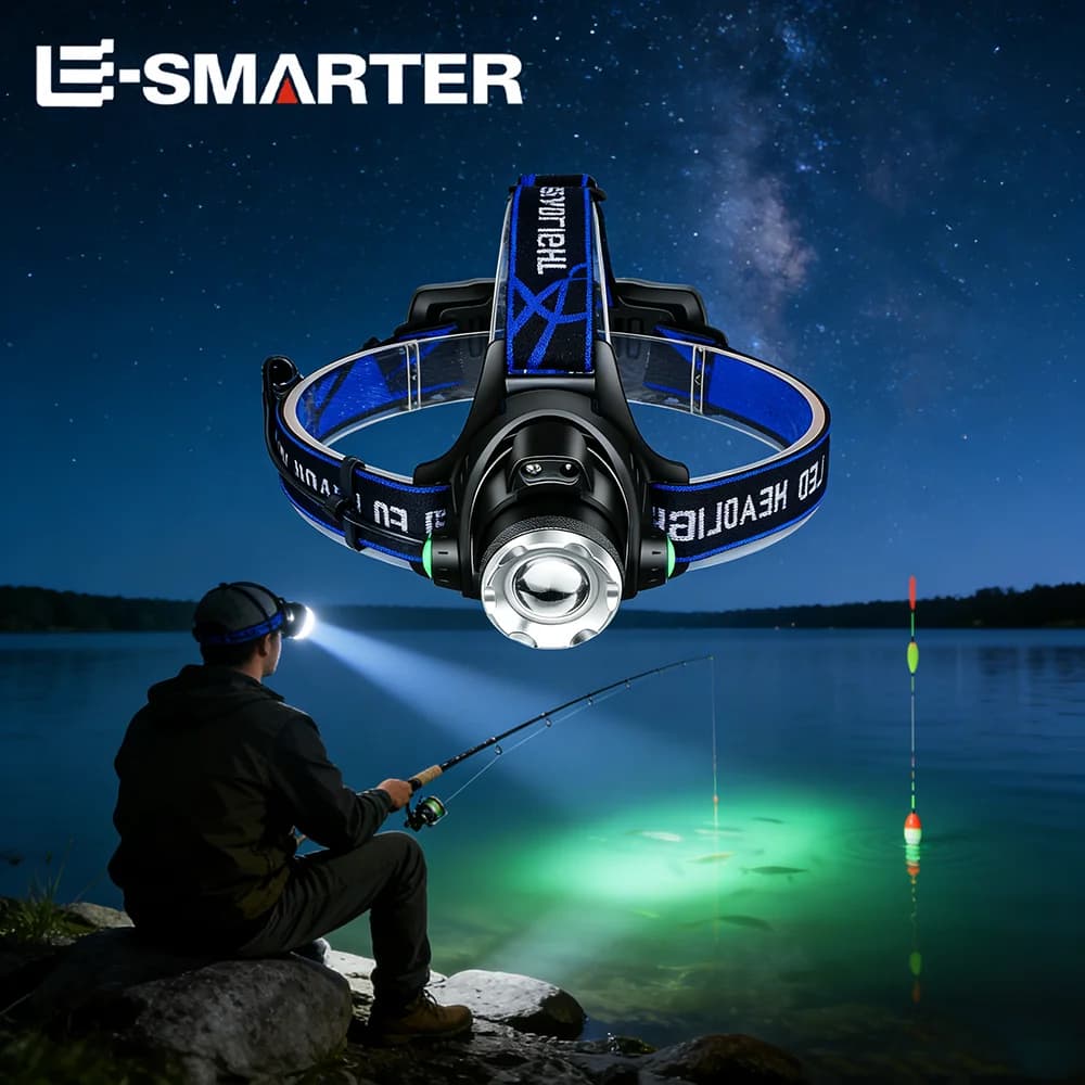 Faro portatile Potente lampada frontale a LED Torcia frontale telescopica zoomabile Torcia da campeggio ricaricabile impermeabile per esterni