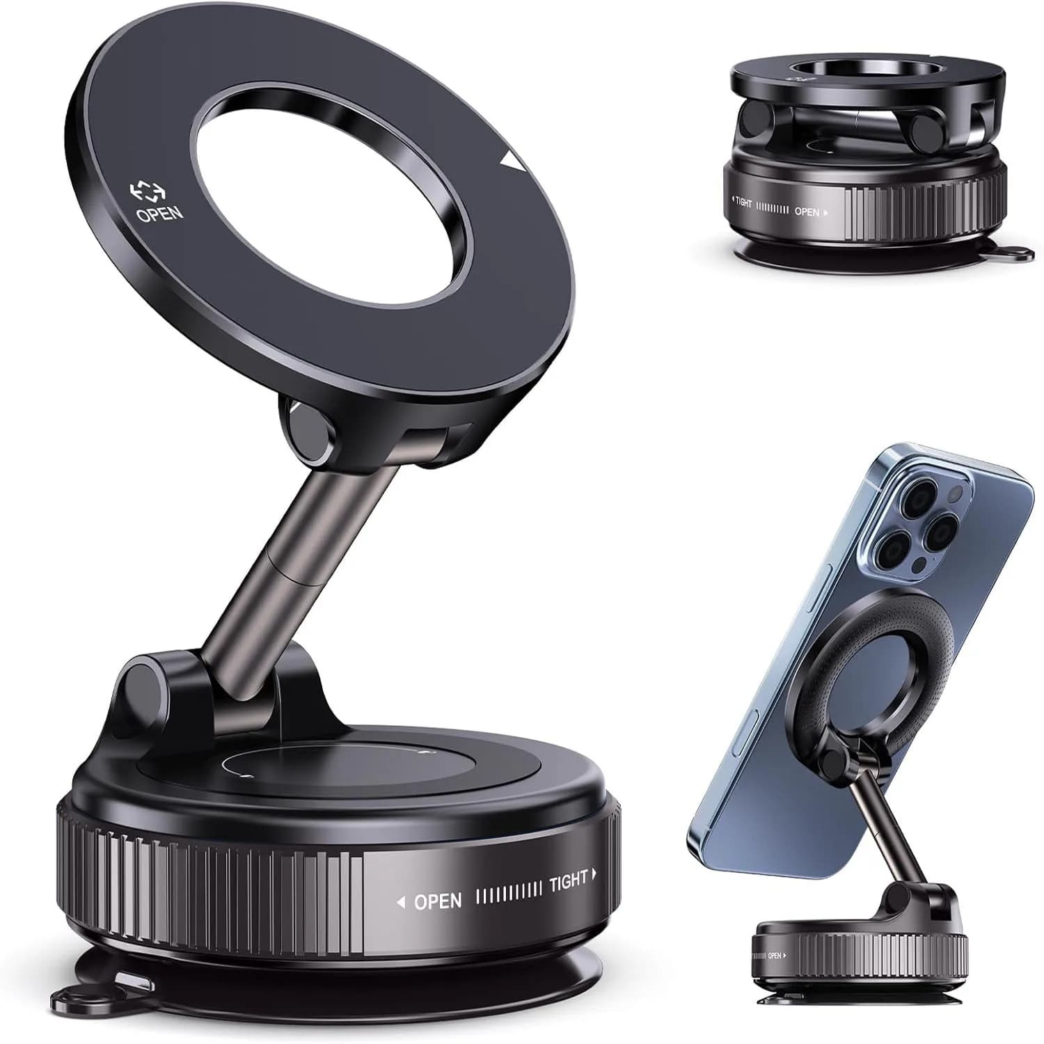 Supporto Magnetico per Telefono da Auto in Lega di Alluminio Migliorato con Rotazione a 360° ° Rotazione