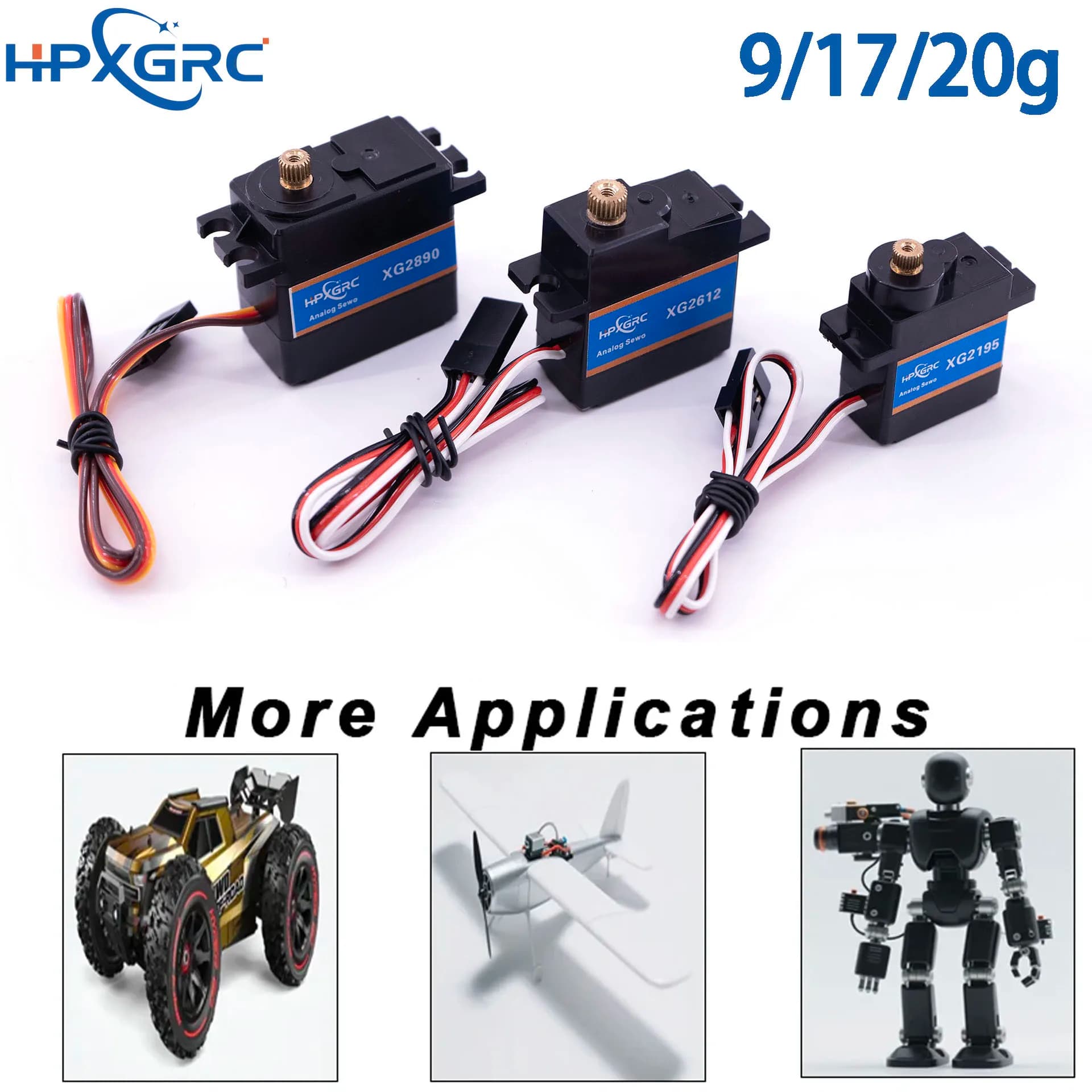 Servo Impermeabile HPXGRC 9g 17g 20g Micro Servo Digitale per Aeromodelli RC Droni Mini Auto Elicotteri ad Ala Fissa Wltoys