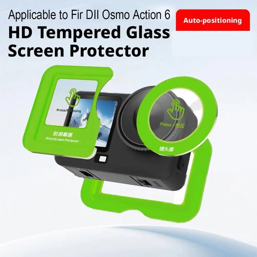 HD Tempered Glass Protective Film for DJI Action 6, Screen Protector Set and Front Lens and DJI Action 6 Camera Accessories