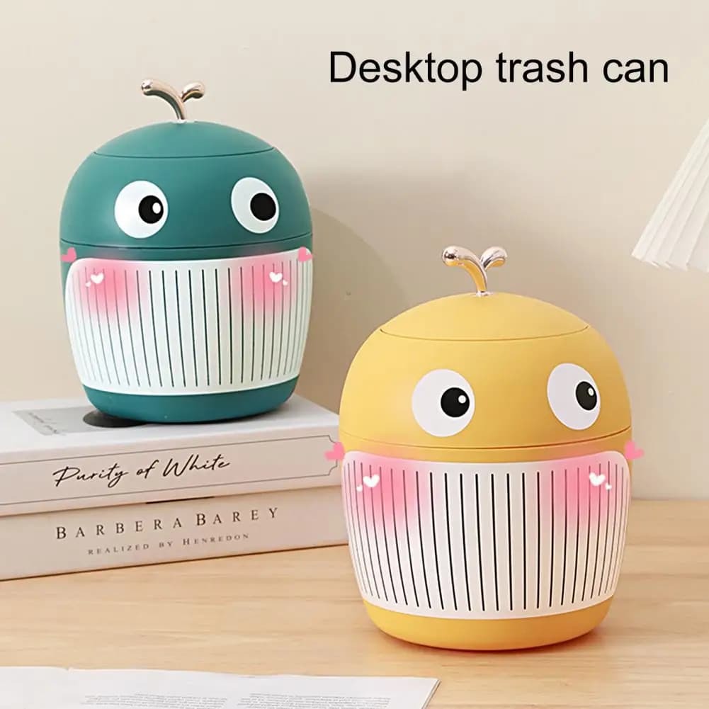 Cestino da tavolo cestino per la casa cestino per rifiuti cestino rotondo con coperchio cartone animato balena tavolo da ufficio bidone della spazzatura forniture per la casa