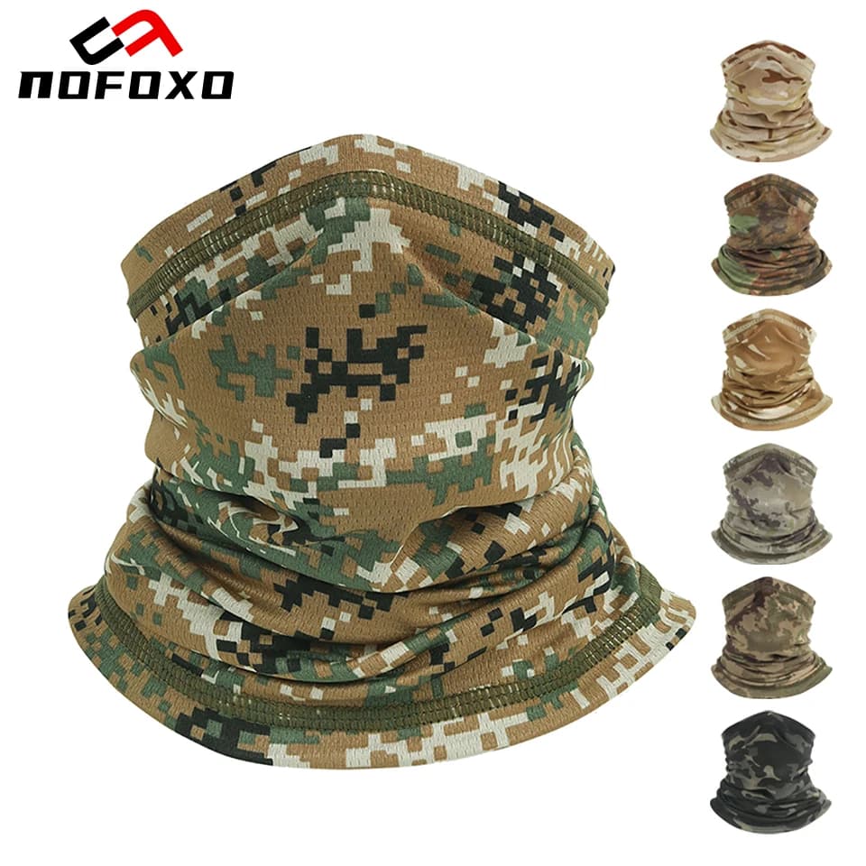 NOFOXO Scaldacollo Sportivo Estivo, Bandana, Maschera Facciale Traspirante, Sciarpa Mimetica, Copriviso per Sport all'Aperto, Pesca, Ciclismo, Escursionismo