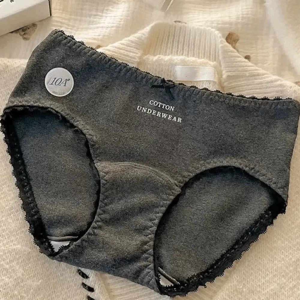Solid Color Bow Cotton Panties Mid Waist Simple Underwear for Women Lace Comfortable Briefs Gifts