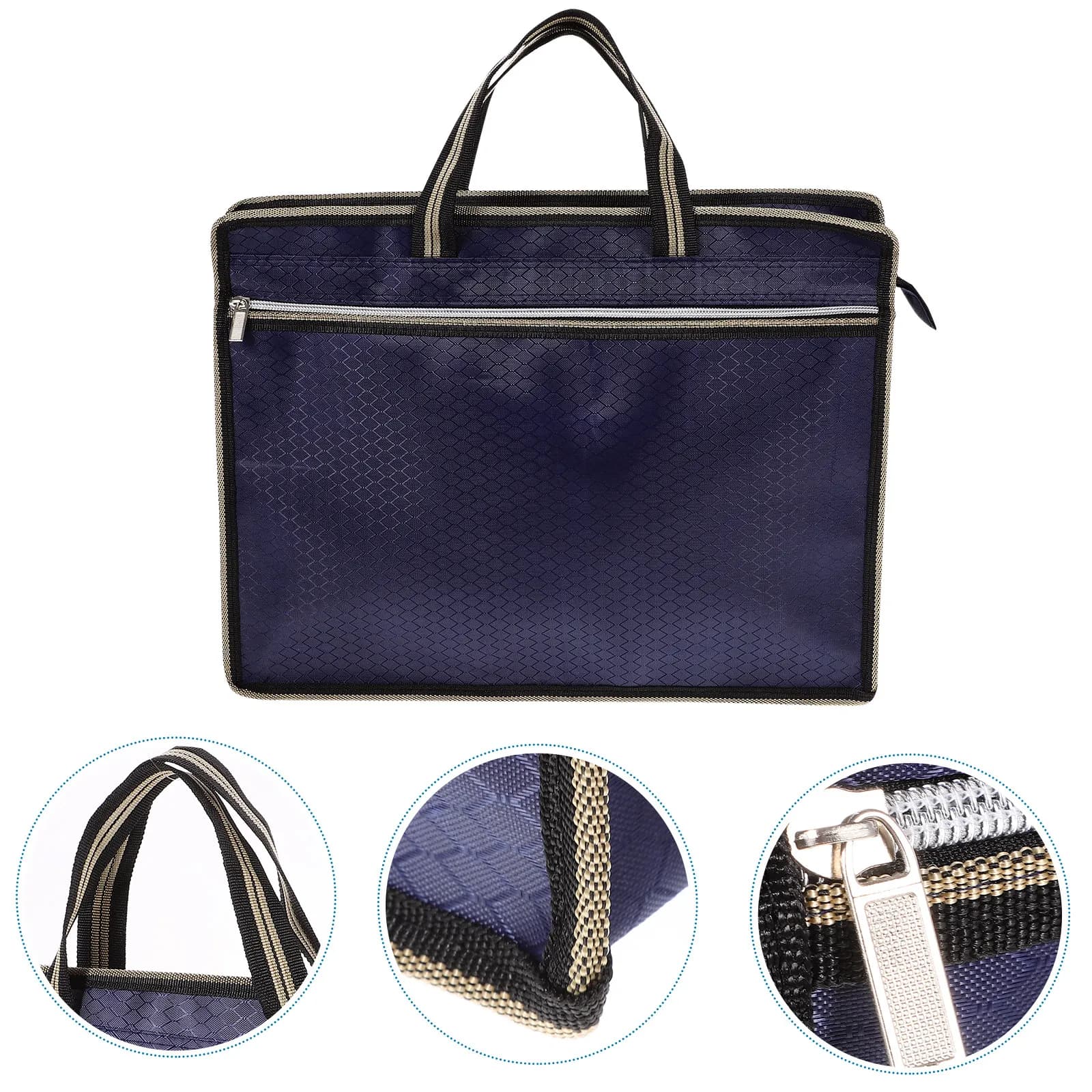 Borsa Portadocumenti in Tessuto Oxford con Cerniera, Organizer Portatile per Ufficio, Contenitore per Ricevute per Uomini e Donne