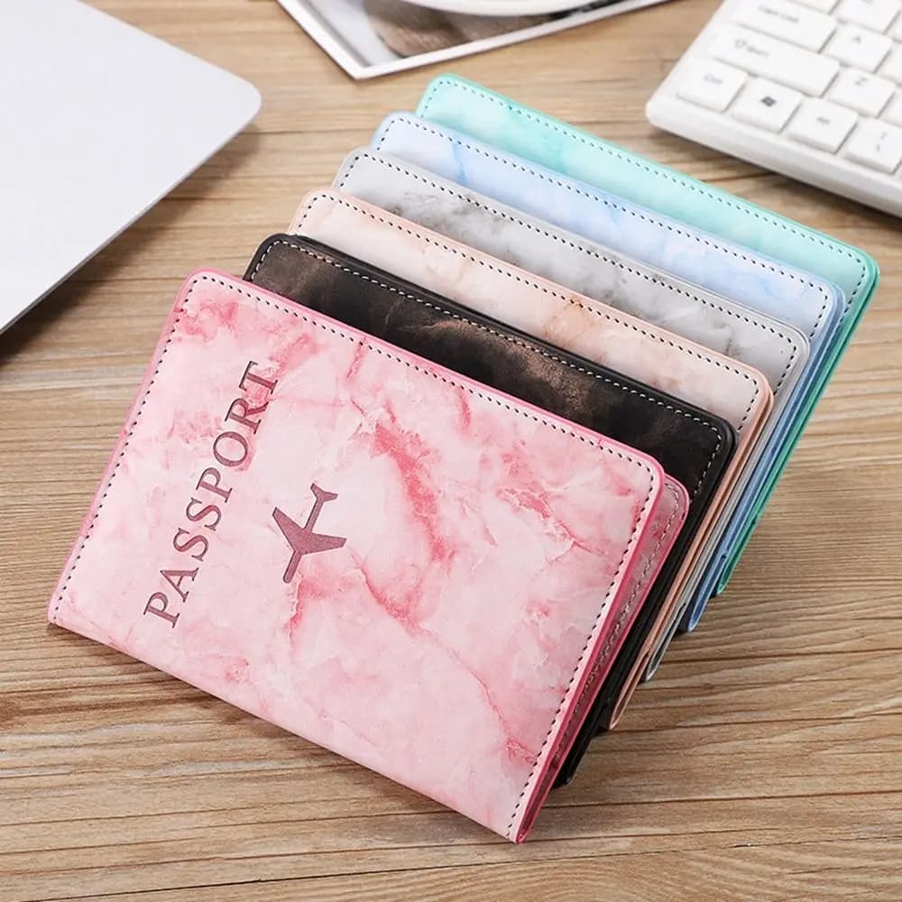 Porta Biglietti in Pelle PU Effetto Marmo, Porta Documenti e Indirizzo, Accessori da Viaggio, Porta Passaporto, Custodia Protettiva per Carte e Passaporto