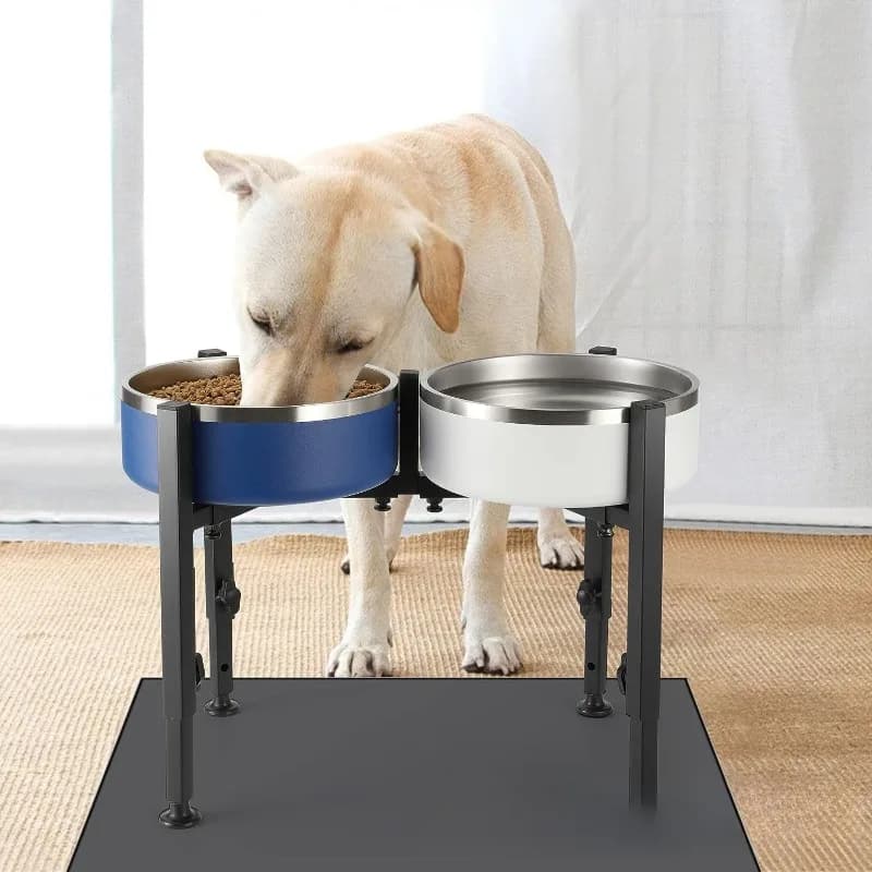 Adjustable Iron Dog Bowl Stand Durable Double Tray Black Metal Dog Bowl Holder Pet Supplies Pet Feeder Dog Accessories