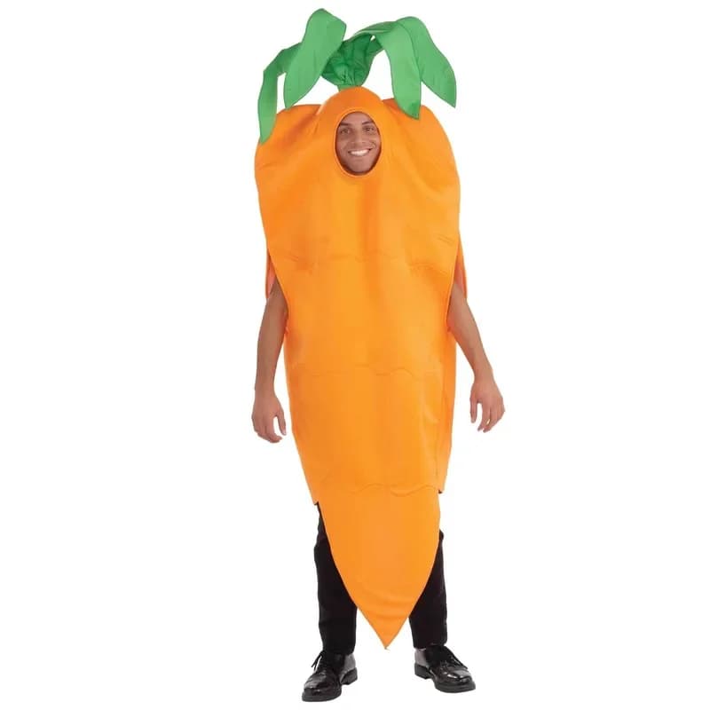 Men's Adult Halloween Cosplay Carrot Costume Funny Dres Up Set CanCos Orange Vegetables and Food Outfits for Fun