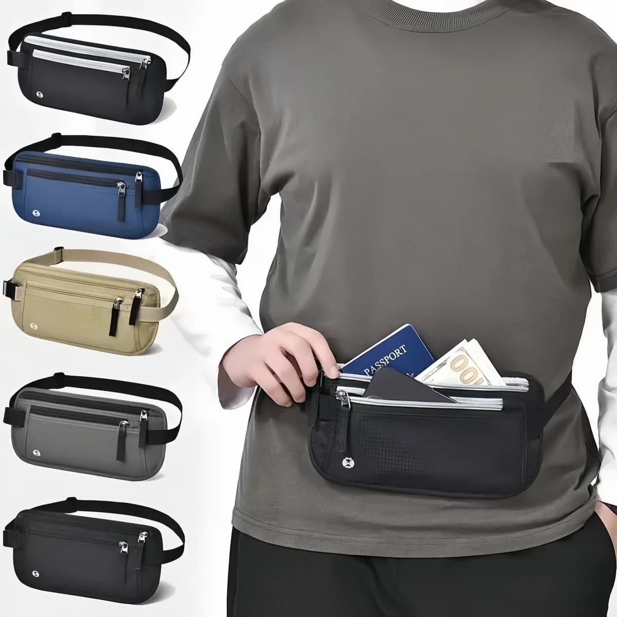 Spazzola antifurto RFID Marsupio aderente Borsa per passaporto e documenti Borsa di stoccaggio portatile multifunzionale resistente all'acqua