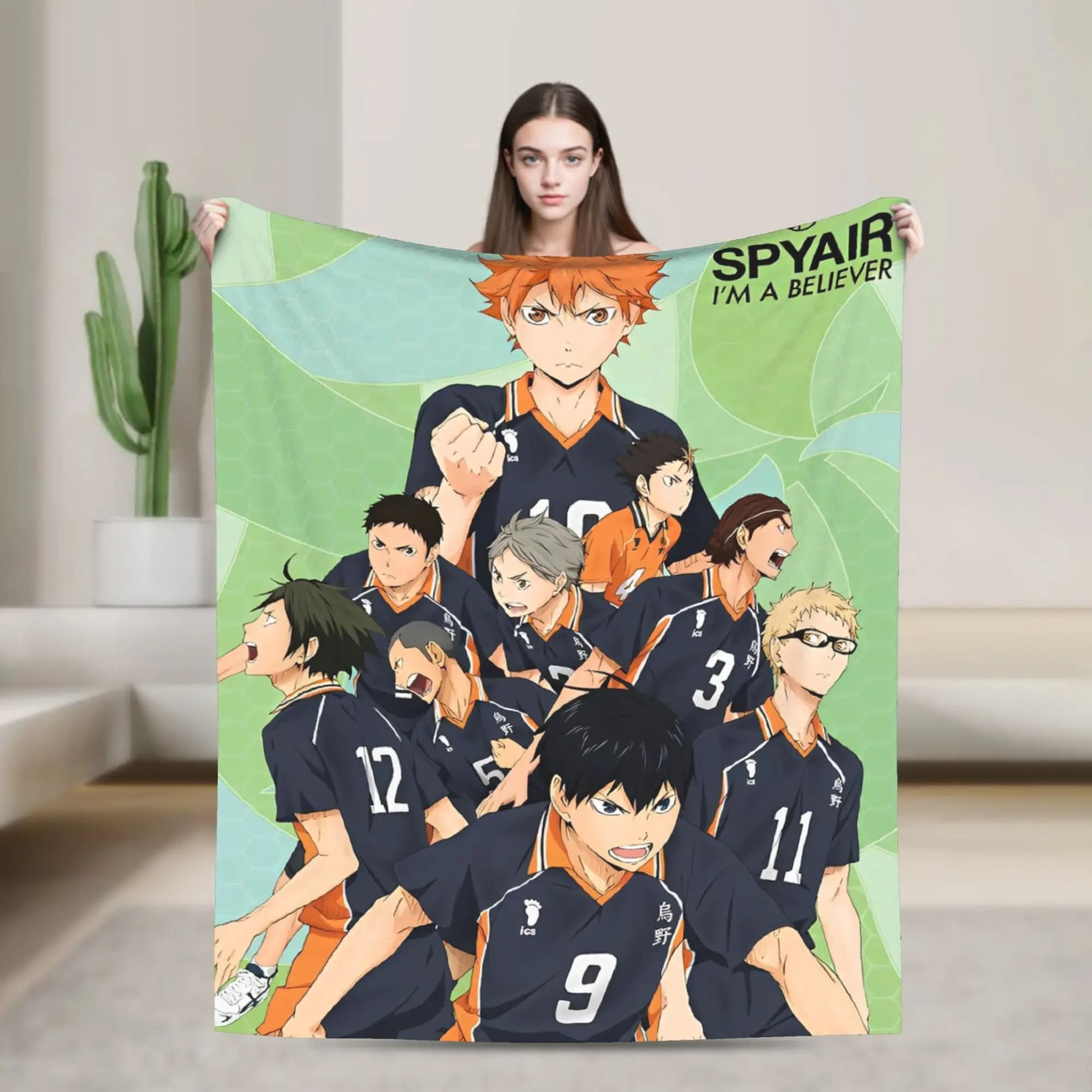 Anime Boy Volleyball Haikyuu Blanket Fleece Winter Multi-function Lightweight Thin Throw Blankets for Bed Travel Quilt