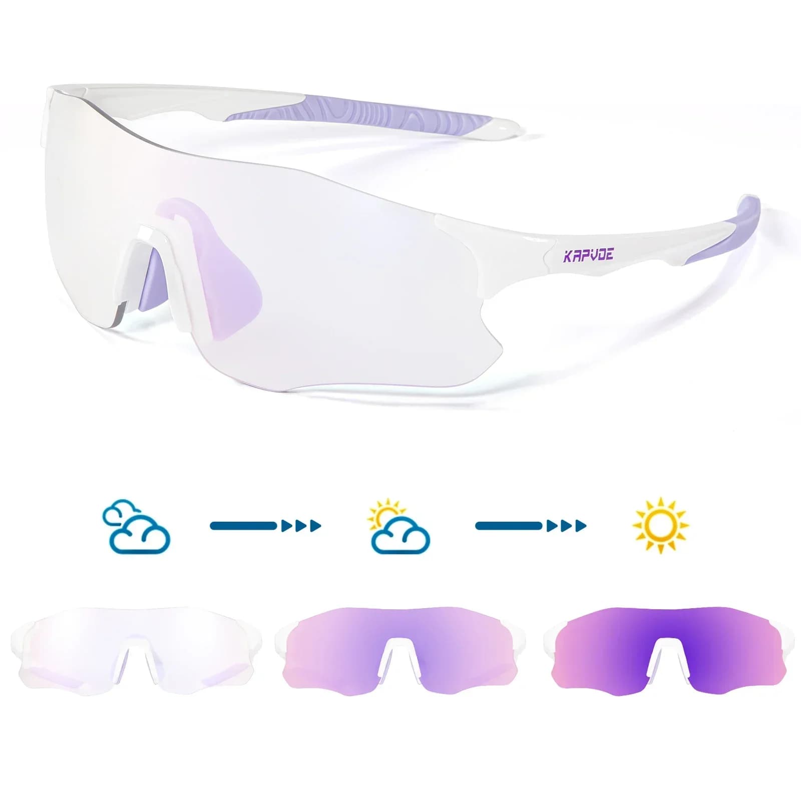 Kapvoe Occhiali da sole da ciclismo fotocromatici Occhiali da ciclismo MTB UV400 Occhiali sportivi Occhiali da bicicletta Occhiali da esterno Occhiali da corsa