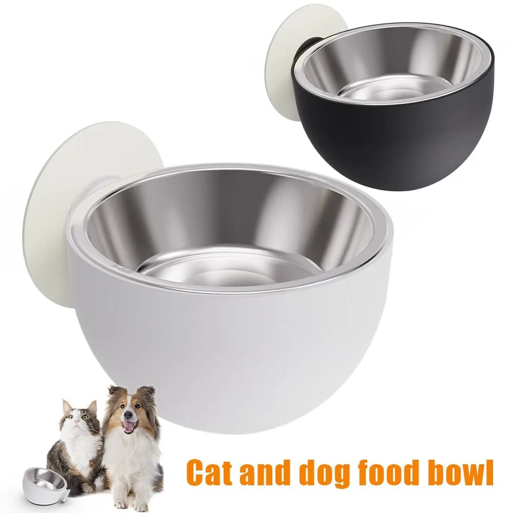 1 pz supporto magnetico a parete ciotole per cani in acciaio inossidabile anti fuoriuscite piatti per alimenti per animali domestici ciotola per gatti rialzata lavabile in lavastoviglie antiruggine