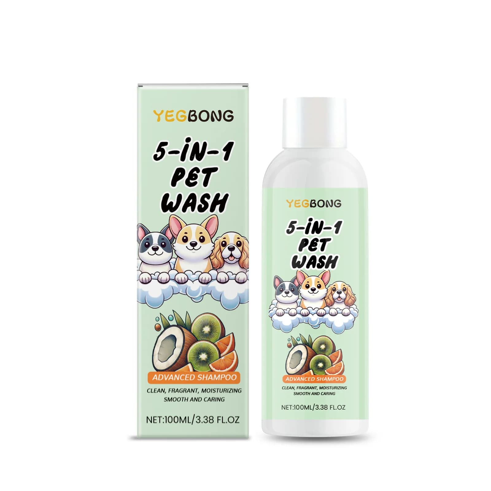 Shampoo e balsamo per animali domestici 5 in 1 per cani e gatti, a base vegetale, pulisce, deodorare, districare, aggiunge lucentezza, risciacquo rapido