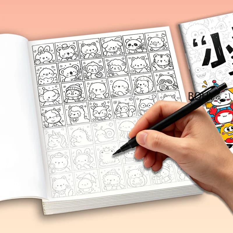 1 Intensive Simple Pen Sketching and Coloring Hand Drawn Book, 32 Pages, Adult Stress Relief, Home Fun Copying and Painting